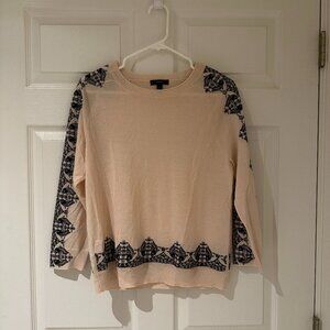 J. Crew Women's Medium Pink 100% Merino Wool Sweater Embroidered